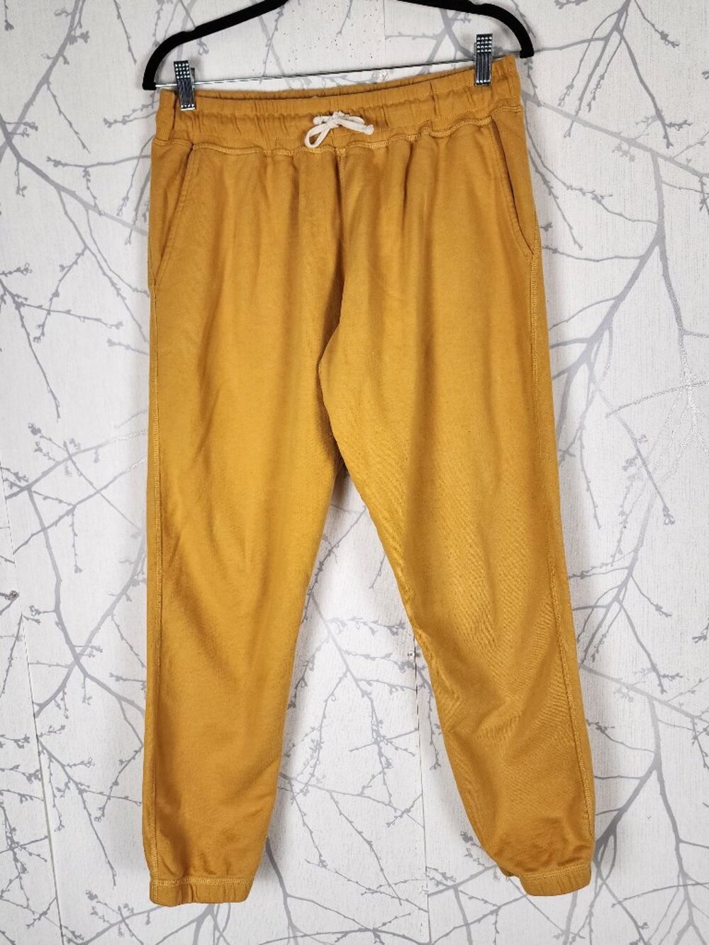 Bather Yellow Organic Cotton French Terry Mid Rise Joggers